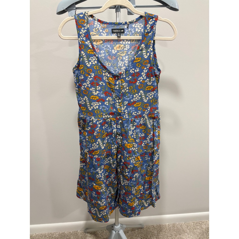 Toad & Co Manzana Tiered Sleeveless Dress Floral Tank Button Down Cottagecore XS